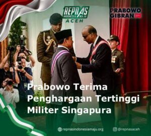 Menhan RI Prabowo Subianto Menerima Penganugerahan Gelar Kehormatan Darjah Utama Bakti Cemerlang Dari Presiden Singapura.