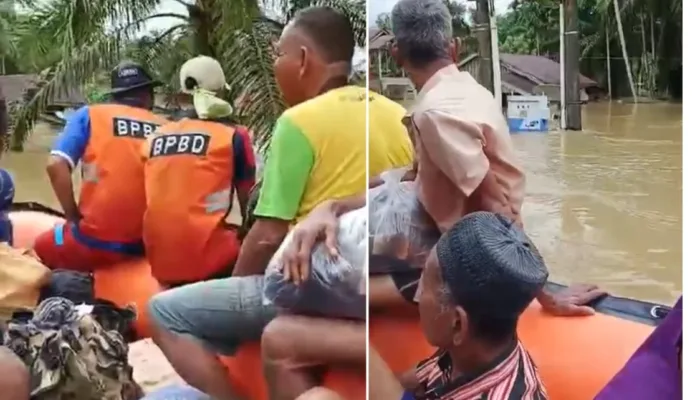 BPBD dan TNI Evakuasi Warga Trumon di Tengah Banjir