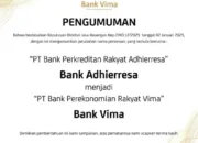 Perubahan Nama dan Logo PT Bank Perkreditan Rakyat Adhierresa menjadi PT Bank Perekonomian Rakyat Vima